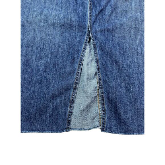 Gap Denim Women's Size 32 Maxi Long Raw Hem Dark Wash Skirt - Picture 12 of 16